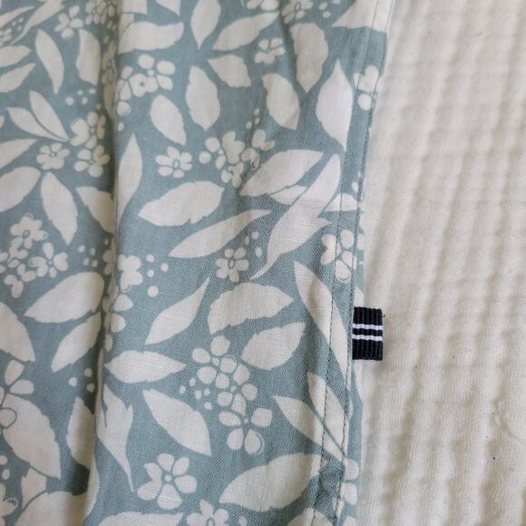 Nautica Mens Large Buttondown Shirt White and Blue Short Sleeve Linen Cotton - Picture 4 of 7